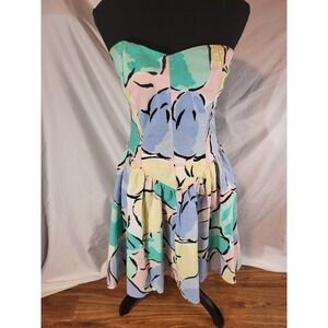 80s Vintage Pastel strapless Floral Tea Garden Romantic Union Made Dress 6